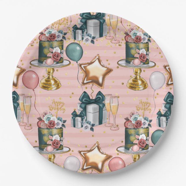 Happy Birthday Cake Pappteller (Vorderseite)