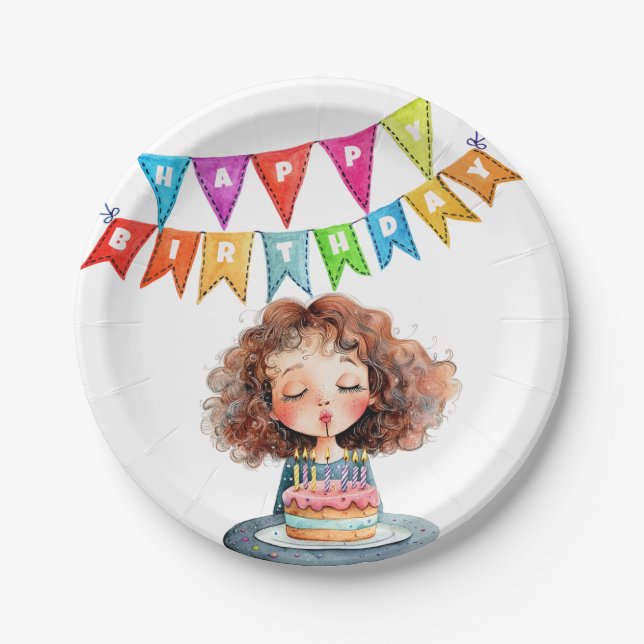 Happy Birthday Cake Pappteller (Vorderseite)