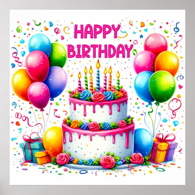 Happy Birthday Cake Poster (Vorne)