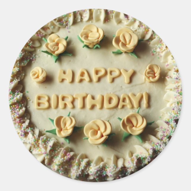 Happy Birthday Cake Runder Aufkleber (Vorderseite)