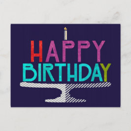 Happy Birthday Cake Typografy Postcard Postkarte