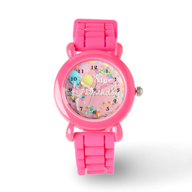 Happy Birthday Cake Watch Armbanduhr (Vorderseite)