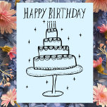 Happy Birthday Cake Whimsical Sketch Doodle Postkarte<br><div class="desc">Süß zeichnend ein niedlicher Kuchen, um jemandem einen guten Geburtstag zu wünschen! Klicken Sie auf "Bearbeiten mit dem Designwerkzeug", um die Schriftart, Farben und Einstellungen anzupassen. Sie können auch die Hintergrundfarbe ändern oder meinen Shop für weitere Farboptionen Karo lassen. Passen Sie Ihren eigenen Text an. Karo meinen Shop für mehr...</div>