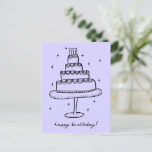 Happy Birthday Cake Whimsical Sketch Doodle Postkarte