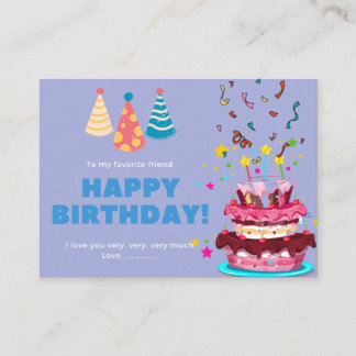 Happy Birthday CakeColorful Card , Bester Freund Visitenkarte