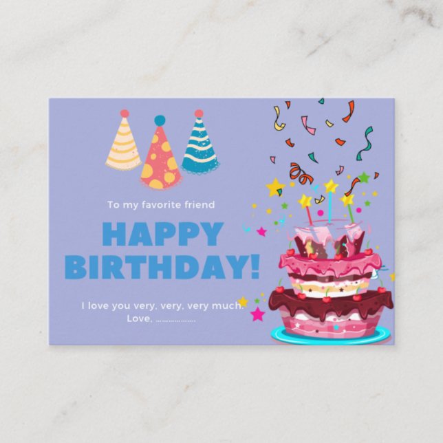 Happy Birthday CakeColorful Card , Bester Freund Visitenkarte (Vorderseite)