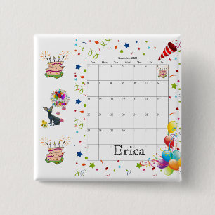 Happy Birthday Calendar November 2022 Schaltfläch Button