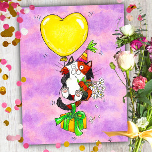 Happy Birthday Calico Cat Postcard Postkarte