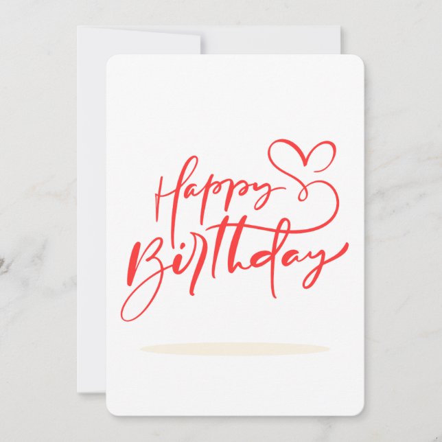 Happy Birthday Calligraphy with Heart Design Einladung (Vorderseite)