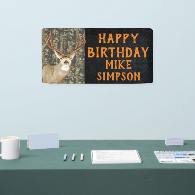 Happy Birthday Camouflage Deer Junting Men's Banner (Messe)
