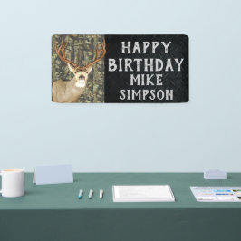Happy Birthday Camouflage Deer Junting Men's Banner