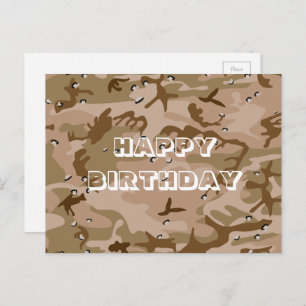 Happy Birthday Camouflage Wüste Brown Abstrakt Postkarte