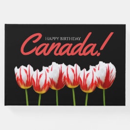 Happy Birthday Canada Day Maple Leaf Tulips Gästebuch