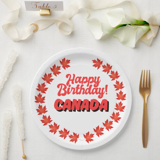 Happy Birthday Canada Pappteller (Hochzeit)