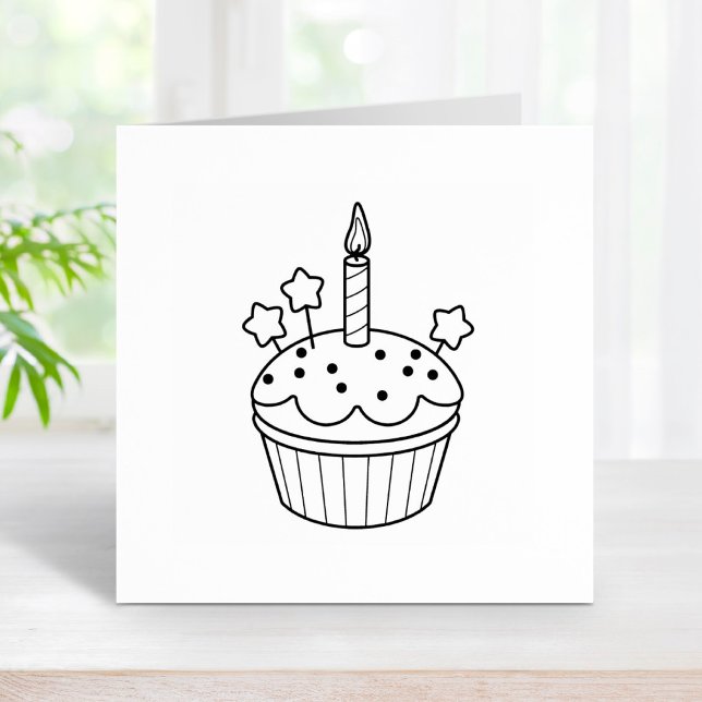 Happy Birthday Candle Cupcake Color Me Gummistempel (Von Creator hochgeladen)