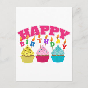 Happy Birthday Candles Cupcakes - Geschenk Idee Postkarte