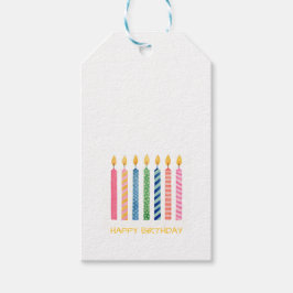 Happy Birthday Candles Modern Artisan Colorful Fun Geschenkanhänger