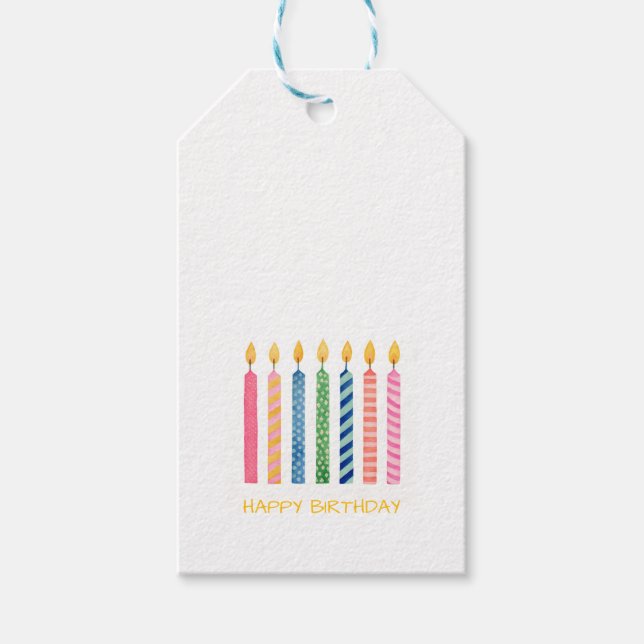 Happy Birthday Candles Modern Artisan Colorful Fun Geschenkanhänger (Vorderseite)
