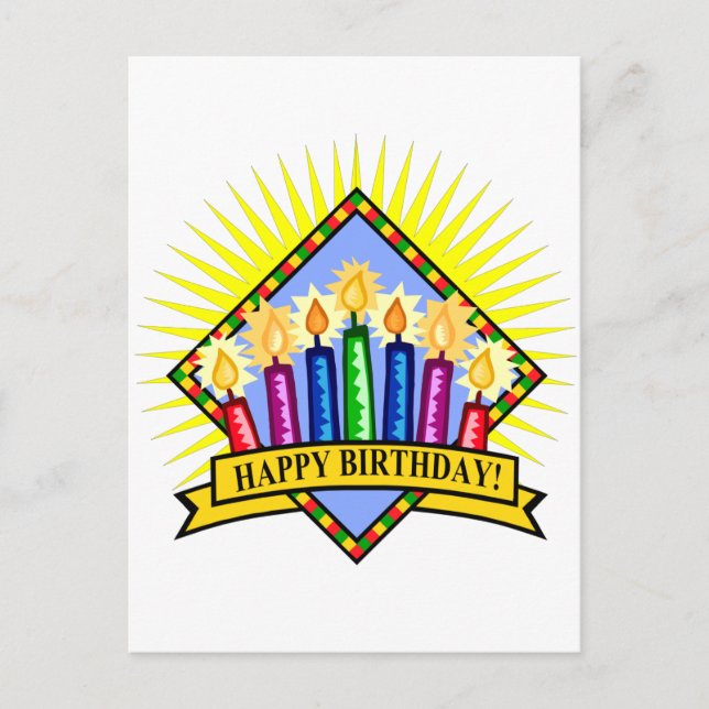 Happy Birthday Candles Postkarte (Vorderseite)