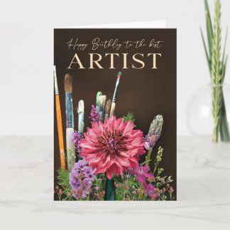Happy Birthday Canvas Artist Painter Card Karte