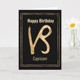 Happy Birthday Capricorn zodiac Astrologie Gold Karte