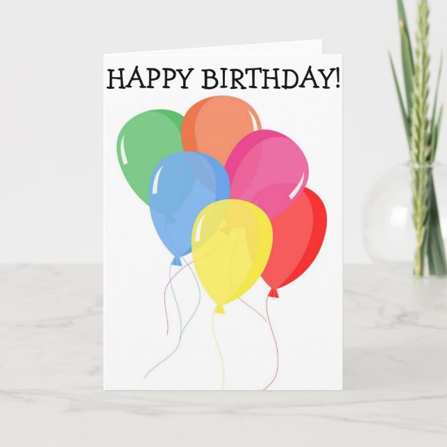 Happy Birthday Card: 6 Balloons Karte (Vorderseite)