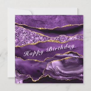 Happy Birthday Card Agate Lila Violet Gold Karte