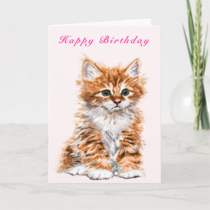 Happy Birthday Card Baby Kitten - Ihr Text Karte