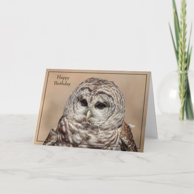 Happy Birthday Card Barred Owl Karte (Vorderseite)