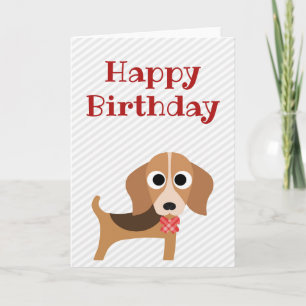 Happy Birthday Card Beagle Dog Blank Inside Karte
