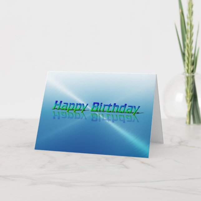 Happy Birthday Card Blauer und grüner Text Karte (Vorderseite)