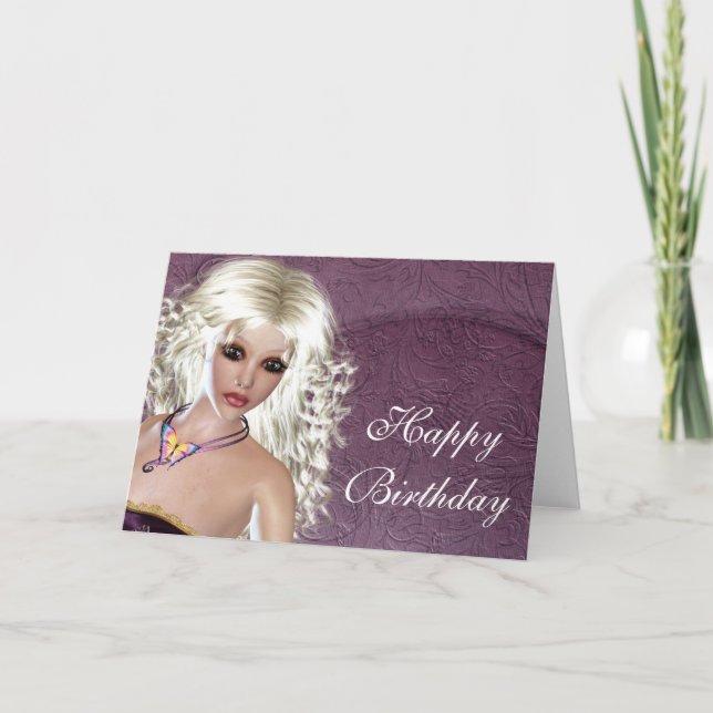 Happy Birthday Card - Blonde Fantasy Women 1 Karte (Vorderseite)