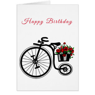 Happy Birthday Card Blume Bike - Romantik
