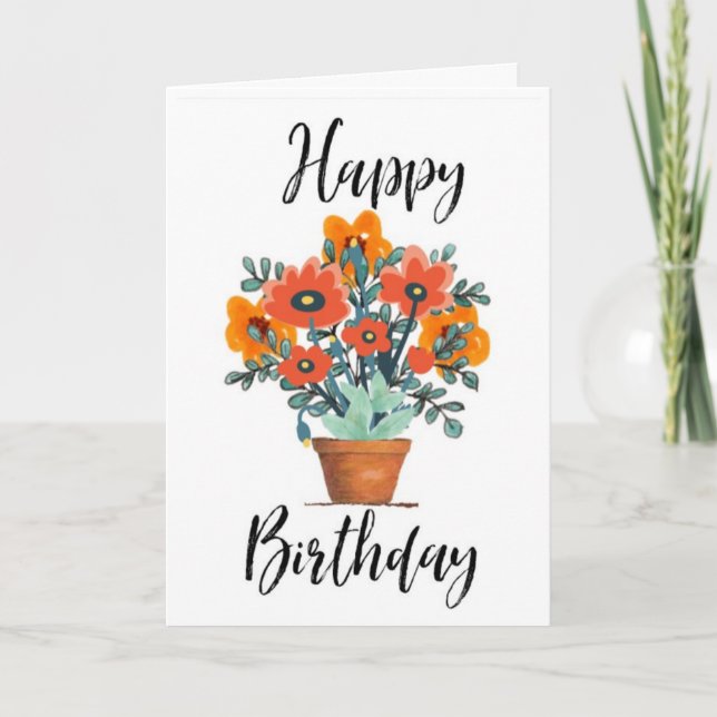Happy Birthday Card Blume Pot Karte (Vorderseite)