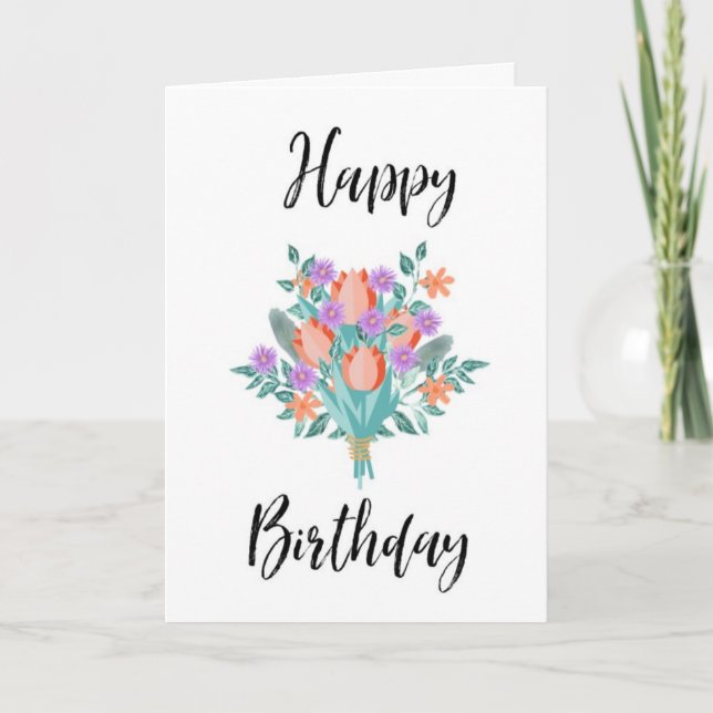 Happy Birthday Card Bouquet Karte (Vorderseite)