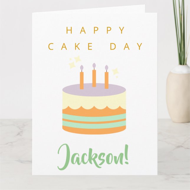 Happy Birthday Card Cake Day Individuelle Name Jac Karte (Vorderseite)