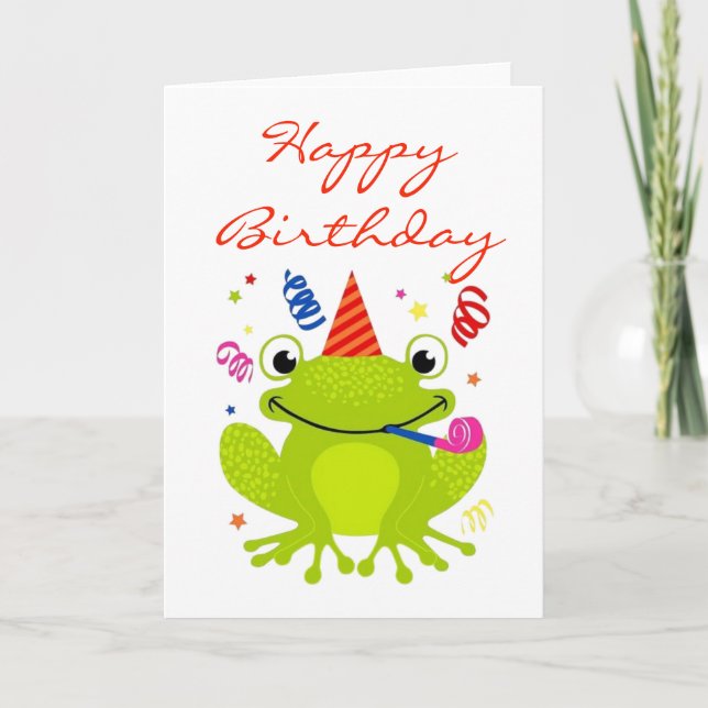 Happy Birthday Card - Celebrating Frog Karte (Vorderseite)