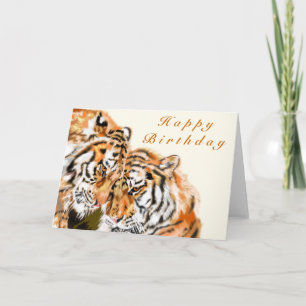 Happy Birthday Card Couple Tigers Custom Text Karte