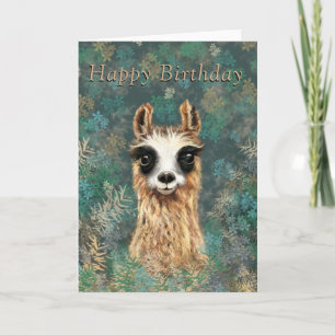 Happy Birthday Card Curious Baby Llama Fun Karte