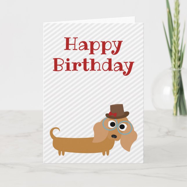 Happy Birthday Card Dackel Dog Blank Inside Karte (Vorderseite)