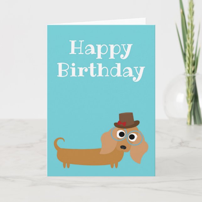 Happy Birthday Card Dackel Dog Blank Inside Karte (Vorderseite)