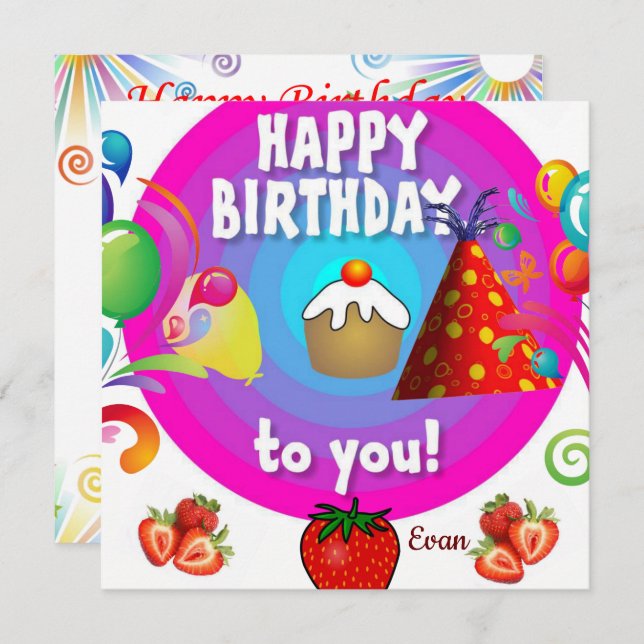Happy Birthday Card Einladung (Vorne/Hinten)
