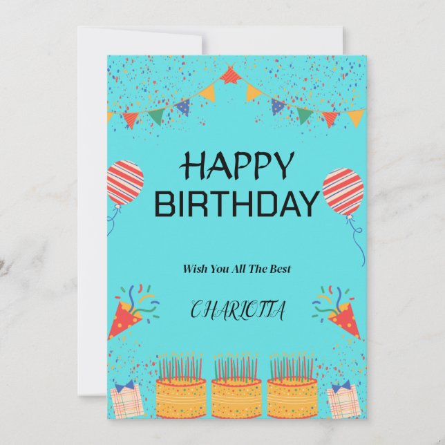 HAPPY BIRTHDAY CARD EINLADUNG (Vorderseite)
