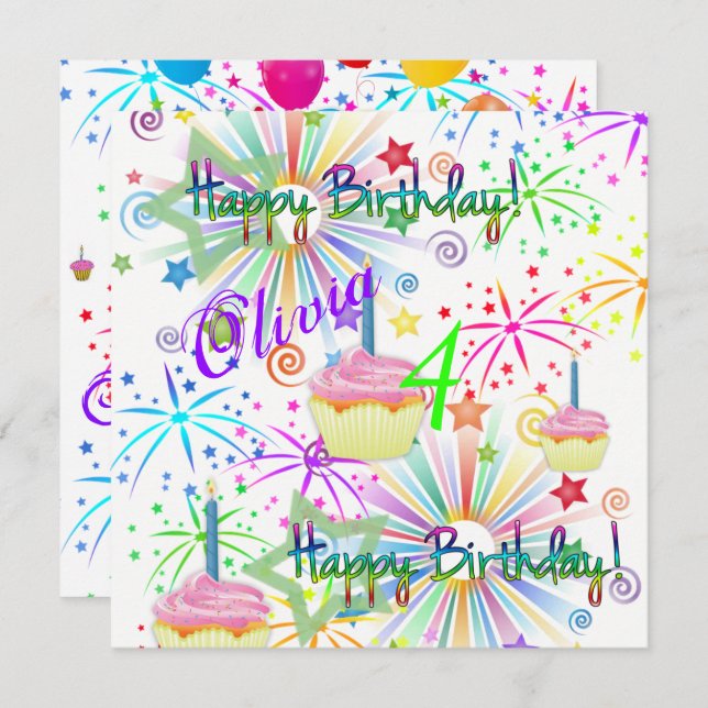 Happy Birthday Card Einladung (Vorne/Hinten)
