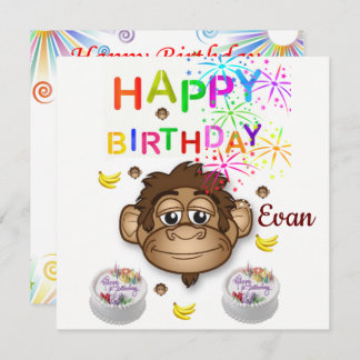 Happy Birthday Card Einladung Affe
