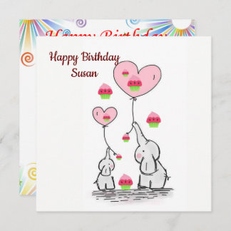 Happy Birthday Card Einladung Elephant