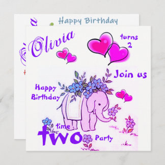 Happy Birthday Card Einladung Elephant