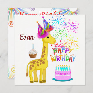 Happy Birthday Card Einladung Giraffe
