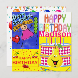 Happy Birthday Card Einladung Kuchen Birne Früchte