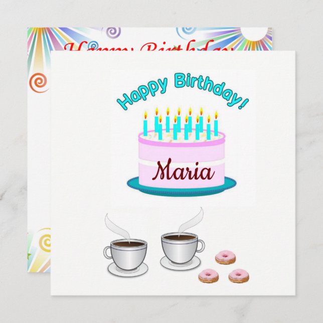 Happy Birthday Card Einladung Pink Cake (Vorne/Hinten)